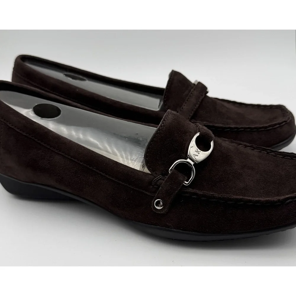 AK Anne Klein iFlex Suede Loafer Flats Brown Comfort Slip-On 8.5M Square Toe NIB